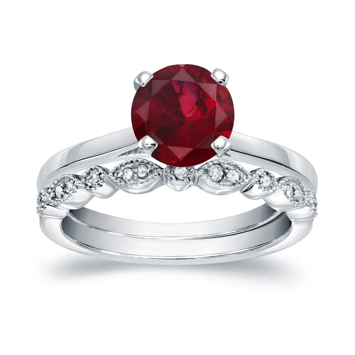 Auriya 14k Gold 1ctw Vintage Solitaire Ruby Engagement Ring Set 1/6ctw sold by Zulily