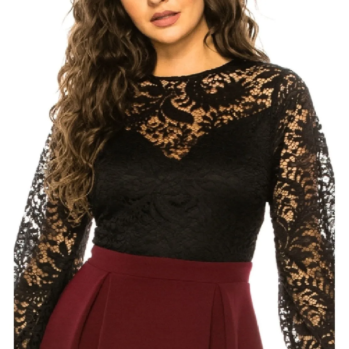 B Darlin Junior's Lace Balloon Sleeve Scuba Dress Black Size 11/12 sold by Zulily product image thumbnail 2