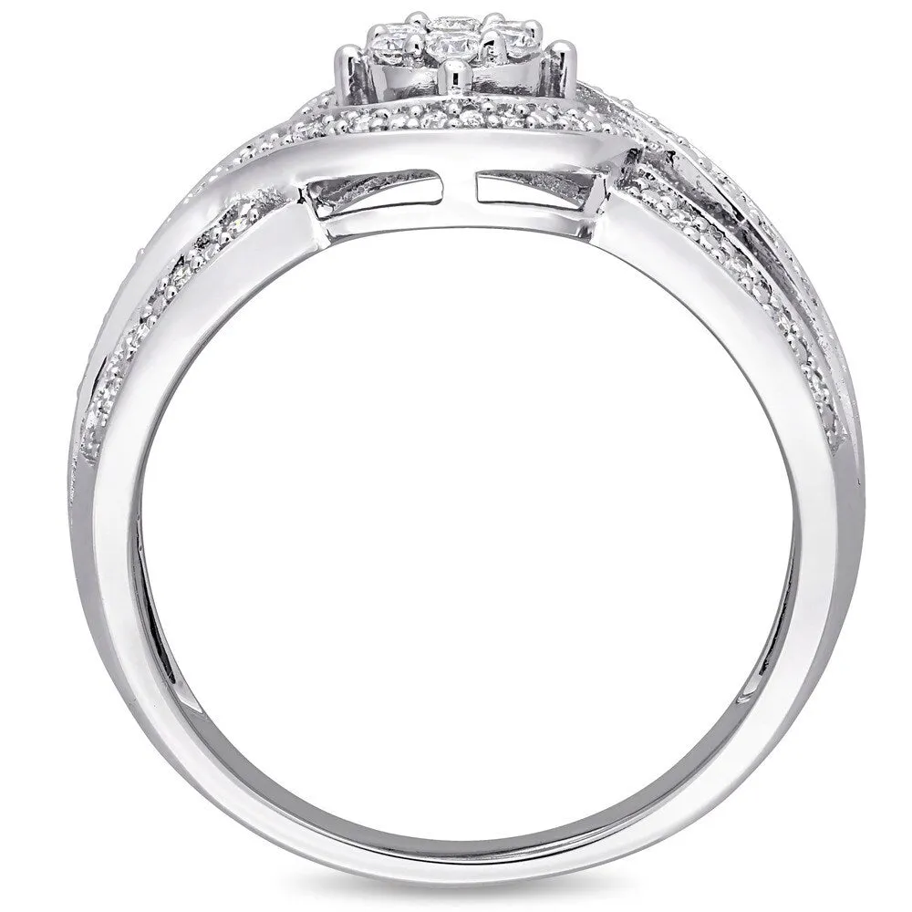 Miadora Signature Collection 10k White Gold 1/4ct TDW Diamond Crossover Halo Engagement Ring sold by Zulily product image thumbnail 3