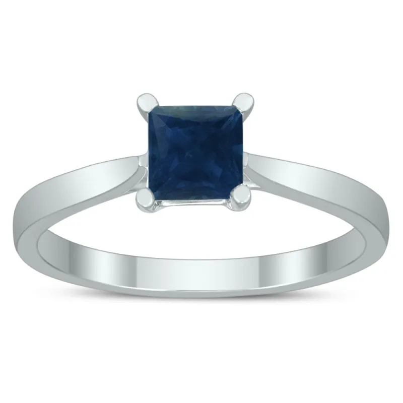Square Princess Cut 5MM Sapphire Solitaire Ring in 10K White Gold sold by Zulily