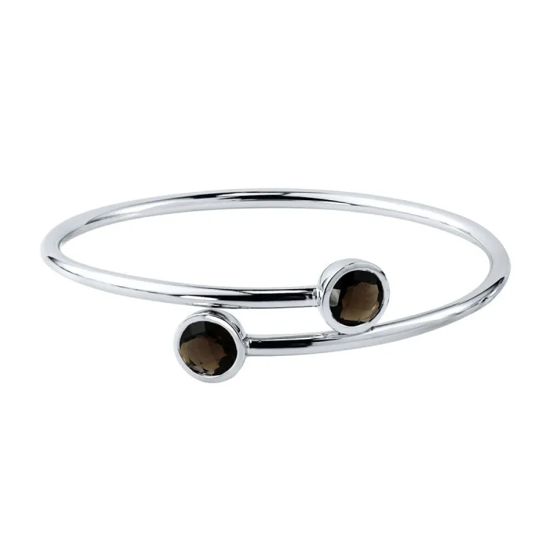 Auriya 3ct Smoky Quartz Bypass Bangle Bracelet Gold over Silver sold by Zulily