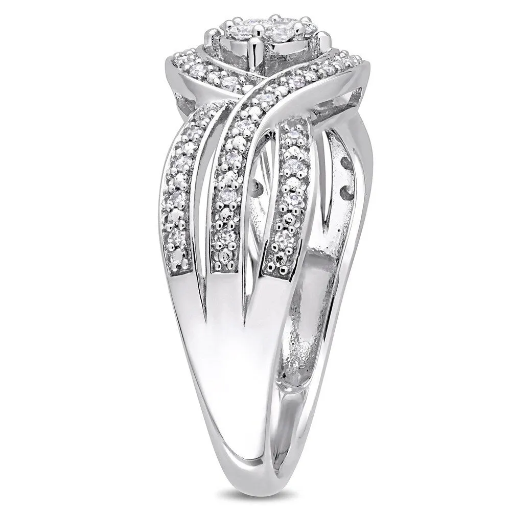 Miadora Signature Collection 10k White Gold 1/4ct TDW Diamond Crossover Halo Engagement Ring sold by Zulily product image thumbnail 2