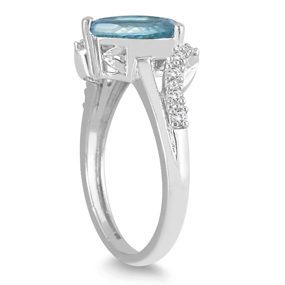 2 Carat Pear Shape Aquamarine and Diamond Ring in 10K White Gold sold by Zulily product image thumbnail 2