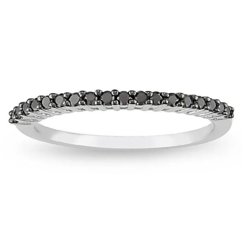 Miadora 10k White Gold 1/5ct TDW Black Diamond Ring sold by Zulily