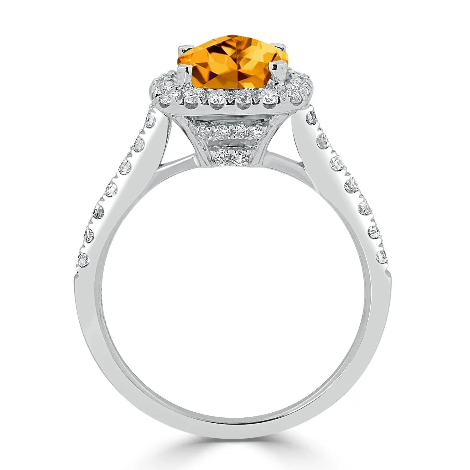 Auriya 1 1/4ct Cushion-cut Citrine and Halo Diamond Engagement Ring 1/2cttw 14k Gold sold by Zulily product image thumbnail 5