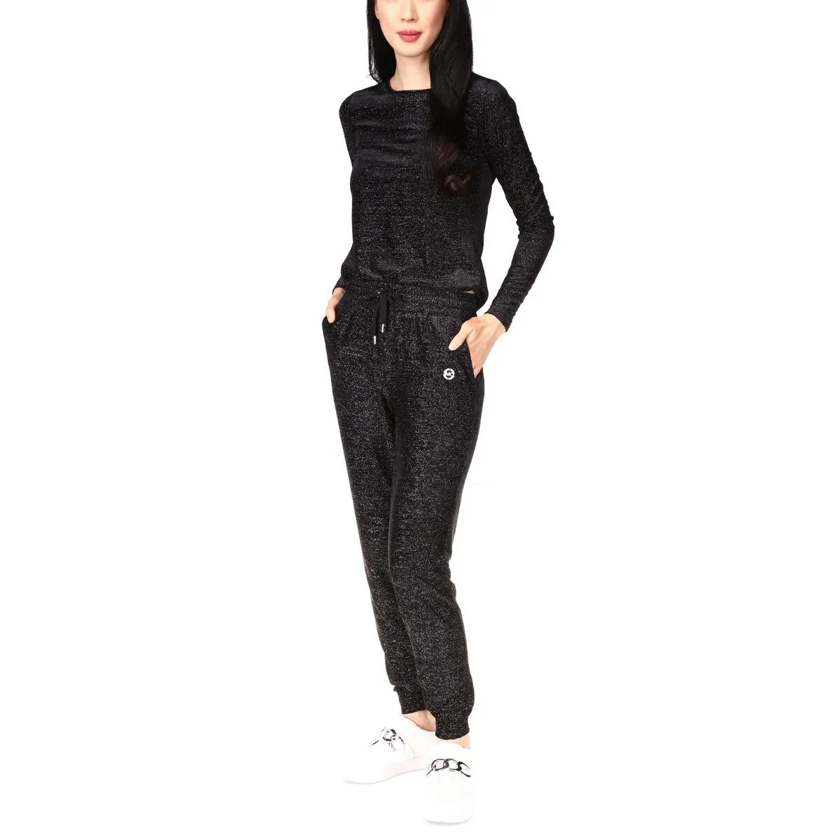 Michael Kors Women's Velvet Shimmer Long Sleeve Top Black Size Petite X-Large sold by Zulily