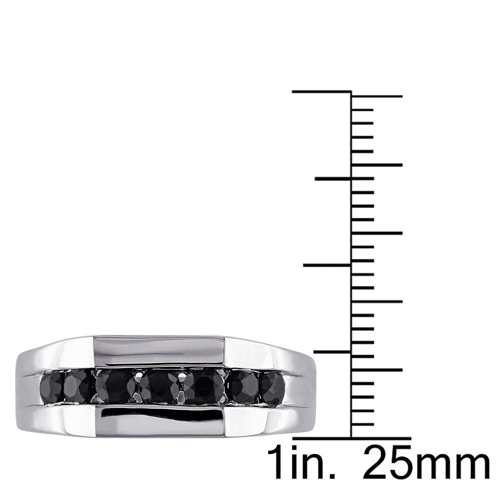 Miadora Sterling Silver Black Sapphire Men's Eternity Ring sold by Zulily product image thumbnail 3