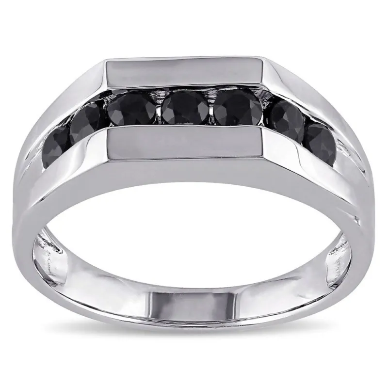 Miadora Sterling Silver Black Sapphire Men's Eternity Ring sold by Zulily