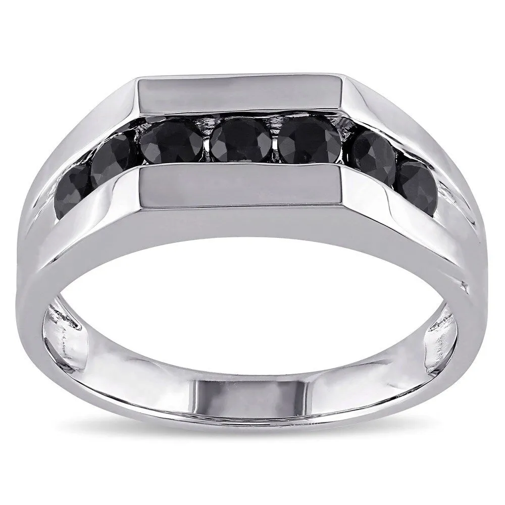 Miadora Sterling Silver Black Sapphire Men's Eternity Ring sold by Zulily