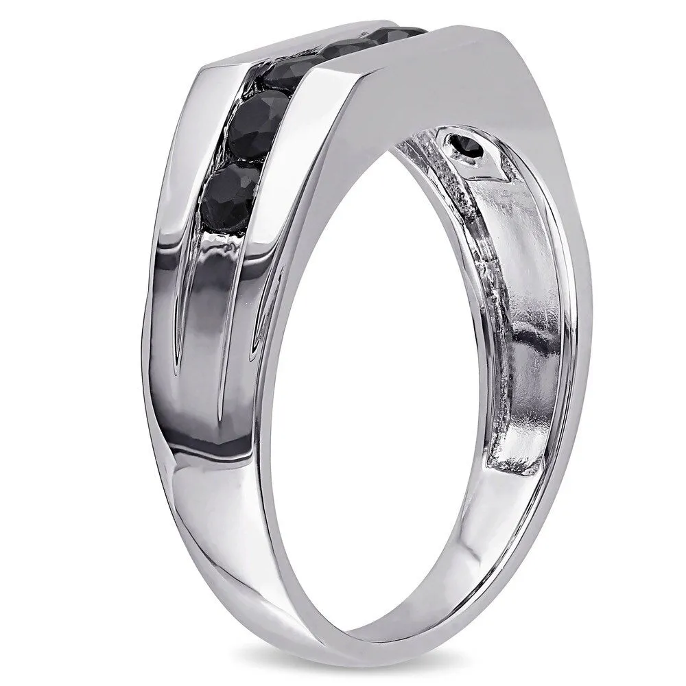 Miadora Sterling Silver Black Sapphire Men's Eternity Ring sold by Zulily product image thumbnail 2