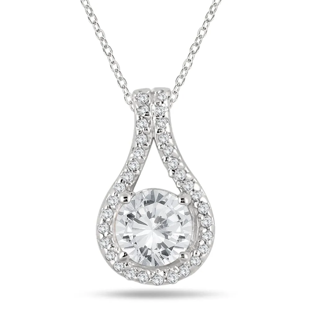 1 1/5 Carat TW Diamond Halo Loop Pendant in 10K White Gold sold by Zulily