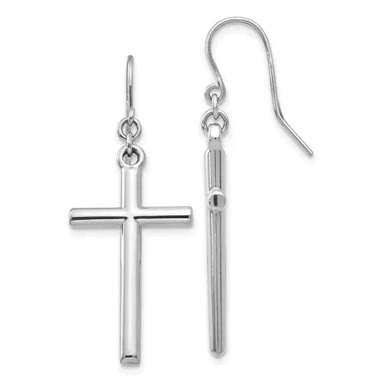 Curata 14k White Gold 43x15mm Large Polished Cross Dangle Drop Hook Earrings sold by Zulily