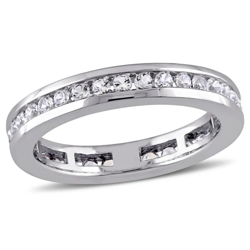 Miadora Signature Collection 10k White Gold Created White Sapphire Stackable Eternity Band sold by Zulily