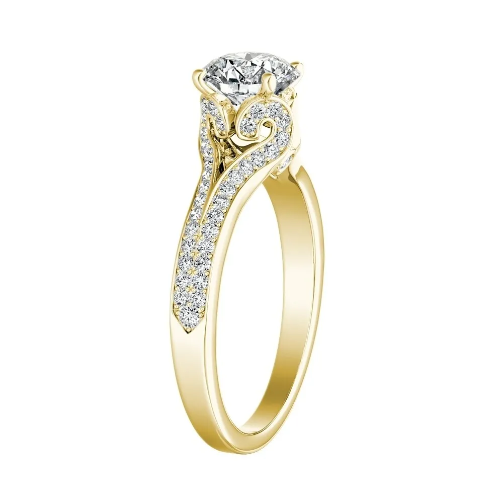 Auriya 14k Gold Round 2 1/2ct Moissanite and 1/3ctw Diamond Engagement Ring sold by Zulily product image thumbnail 5