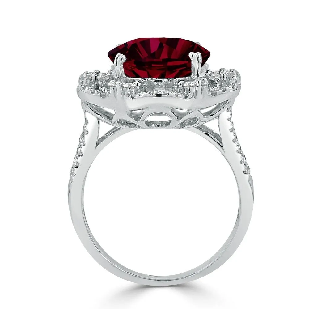 Auriya 8 1/3ct Oval-cut Red Ruby Halo Diamond Ring 1 1/4ctw 18K Gold sold by Zulily product image thumbnail 4
