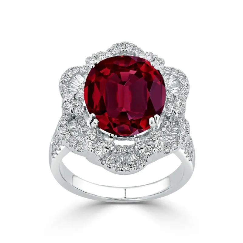 Auriya 8 1/3ct Oval-cut Red Ruby Halo Diamond Ring 1 1/4ctw 18K Gold sold by Zulily