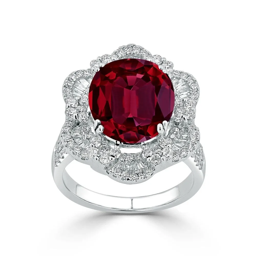 Auriya 8 1/3ct Oval-cut Red Ruby Halo Diamond Ring 1 1/4ctw 18K Gold sold by Zulily