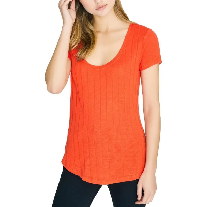 Sanctuary Women's Ribbed Scoop Neck Blouse Orange Size X-Small sold by Zulily