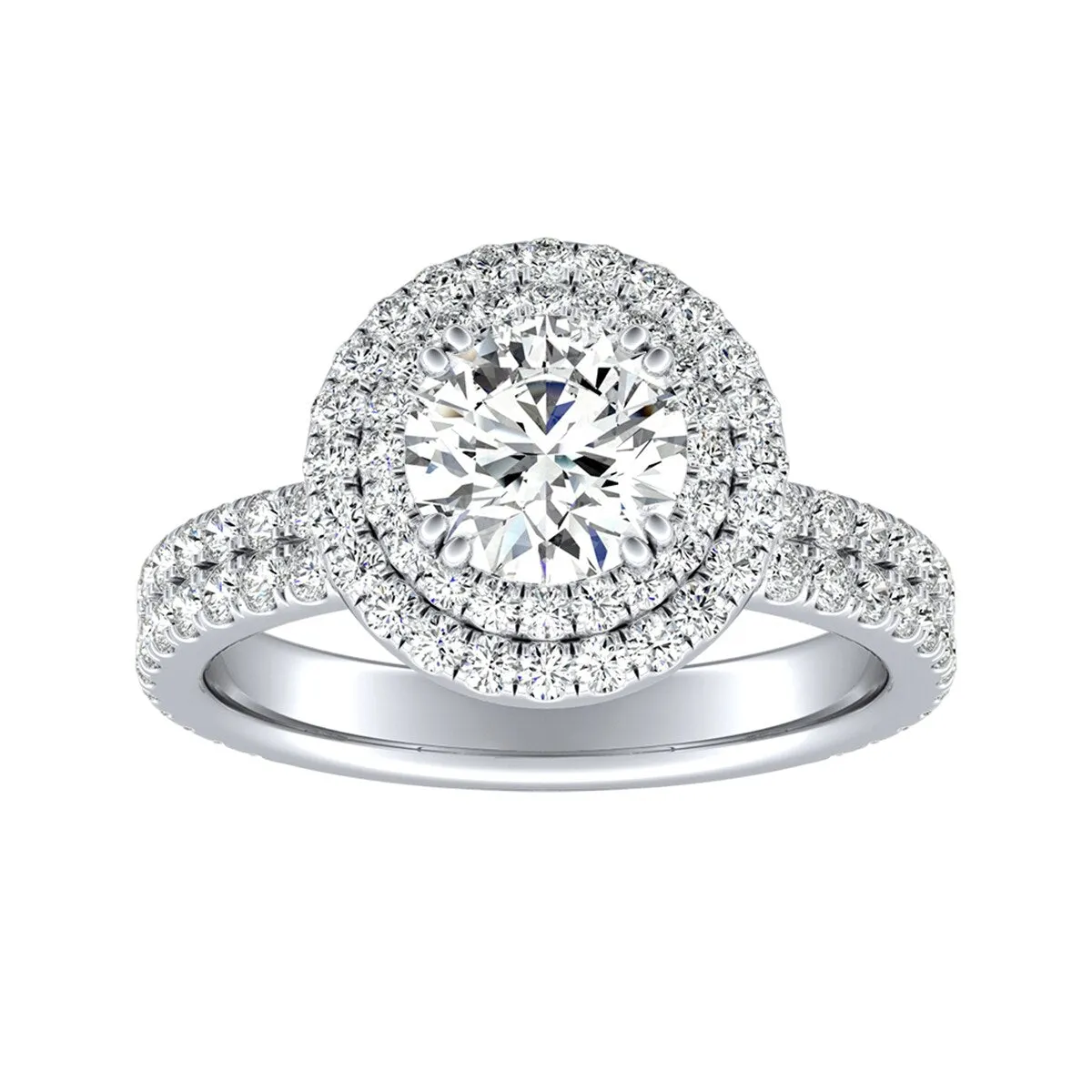 Auriya 14k Gold Double Halo Moissanite Engagement Ring 2 9/10ctw sold by Zulily product image thumbnail 5