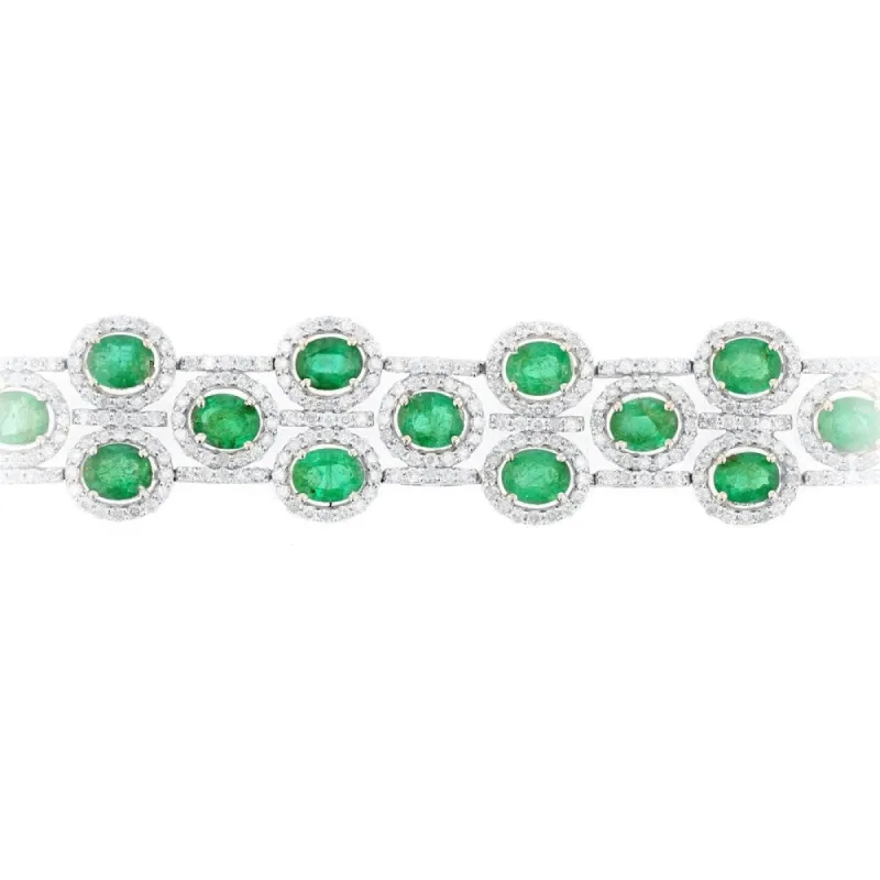 Auriya Platinum 11 1/8ct Emerald and 5 1/5ct TDW Diamond Bracelet - Green sold by Zulily