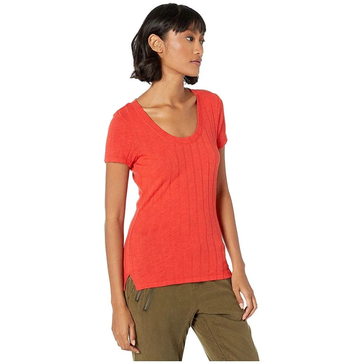 Sanctuary Women's Ribbed Scoop Neck Blouse Orange Size X-Small sold by Zulily product image thumbnail 3