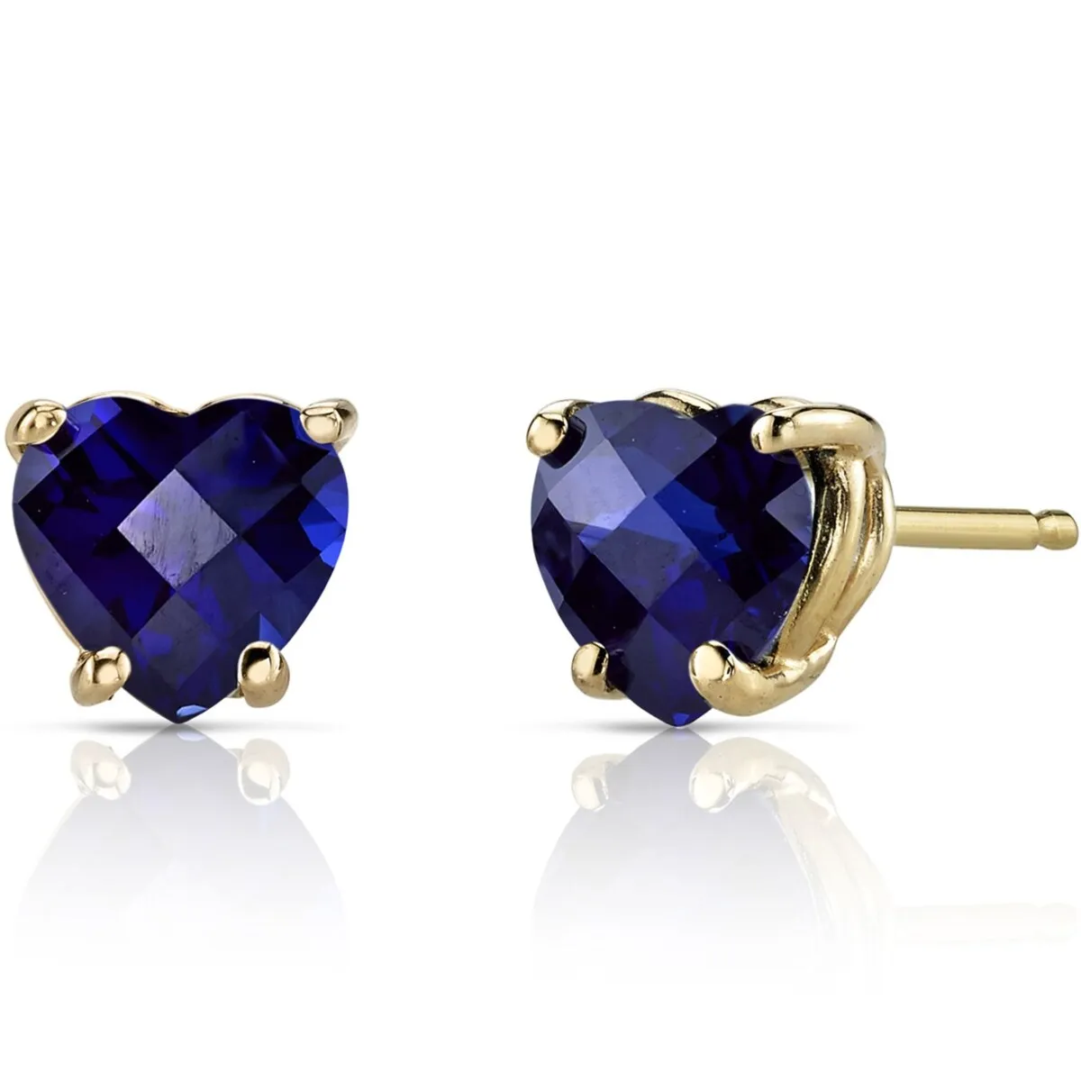 14k Yellow Gold Blue Sapphire Stud Earrings 2.3ct Heart Shape sold by Zulily