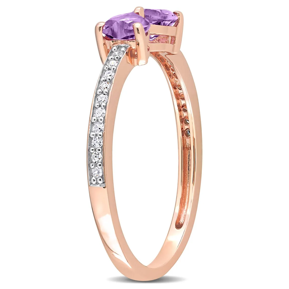 Miadora Heart-cut Amethyst and 1/10ct TDW Diamond Bow Ring in 10k Rose Gold sold by Zulily product image thumbnail 4