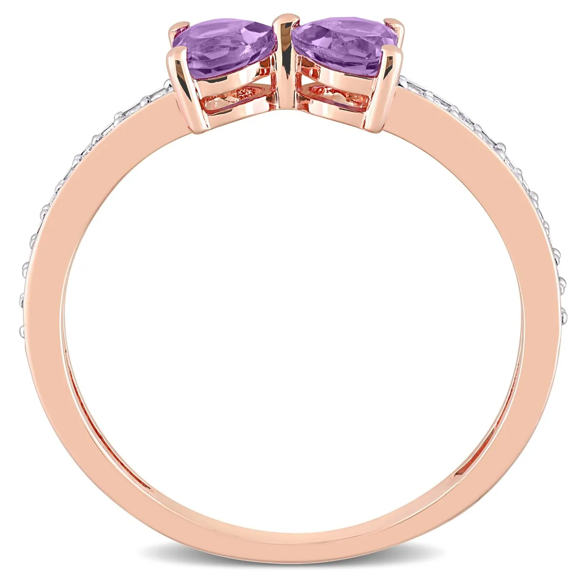 Miadora Heart-cut Amethyst and 1/10ct TDW Diamond Bow Ring in 10k Rose Gold sold by Zulily product image thumbnail 5