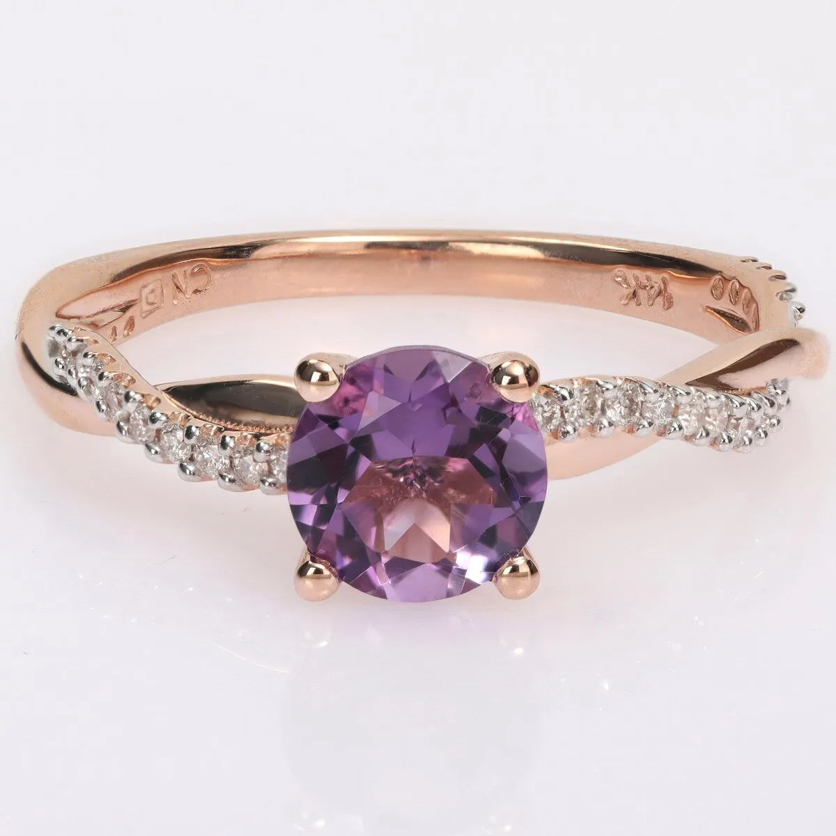 Miadora Amethyst and 1/6ct TDW Diamond Crossover Birthstone Ring in 14k Rose Gold sold by Zulily product image thumbnail 2