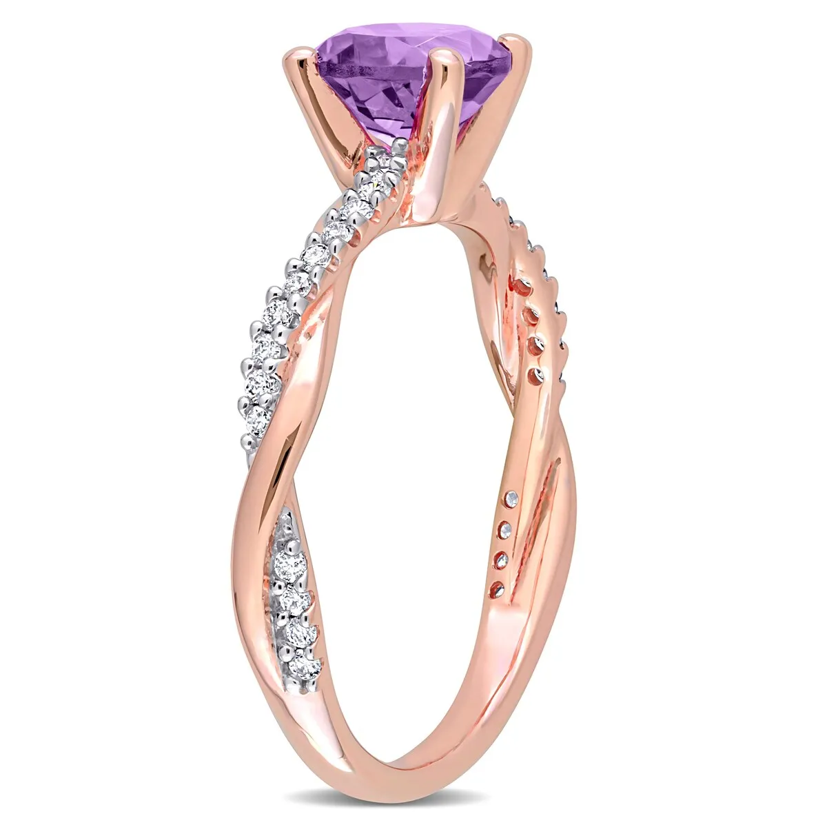 Miadora Amethyst and 1/6ct TDW Diamond Crossover Birthstone Ring in 14k Rose Gold sold by Zulily product image thumbnail 4