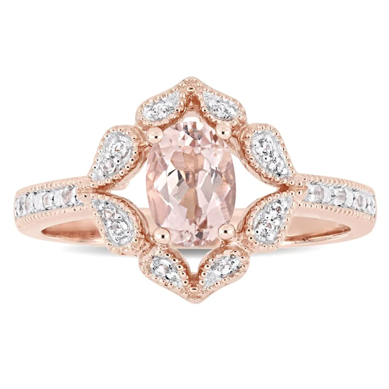 Miadora 14k Rose Gold Oval-cut Morganite & White Topaz Engagement Ring sold by Zulily