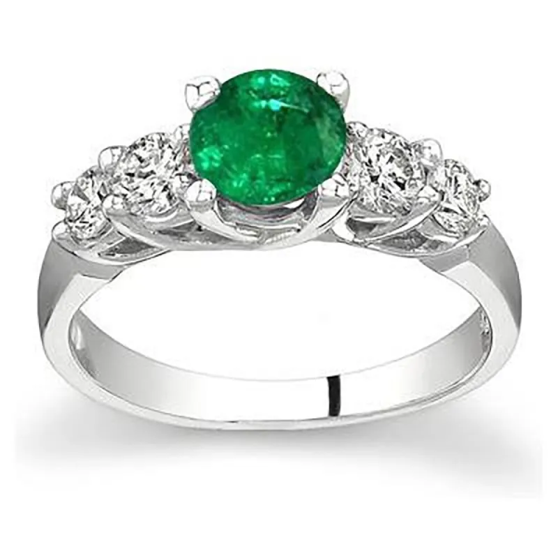 5 Stone Emerald and Diamond Ring made by Zulily