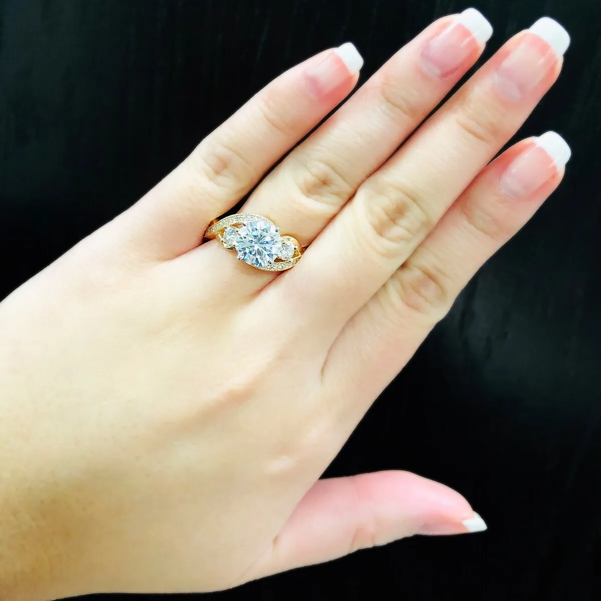 Auriya 14k Gold 2ctw Unique Moissanite 3-Stone Diamond Engagement Ring 5/8ctw sold by Zulily product image thumbnail 5