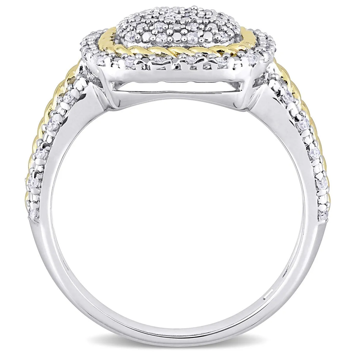 Miadora 2-Tone White and Yellow Plated Sterling Silver 1/3ct TDW Diamond Cluster Halo Square Ring sold by Zulily product image thumbnail 5