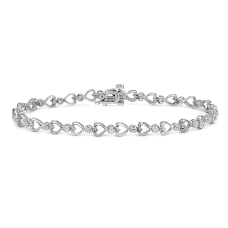 Auriya 1/4ctw Diamonds and Hearts Tennis Bracelet 14k Gold - White - 7-inch sold by Zulily