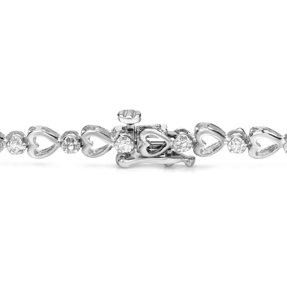 Auriya 1/4ctw Diamonds and Hearts Tennis Bracelet 14k Gold - White - 7-inch sold by Zulily product image thumbnail 2