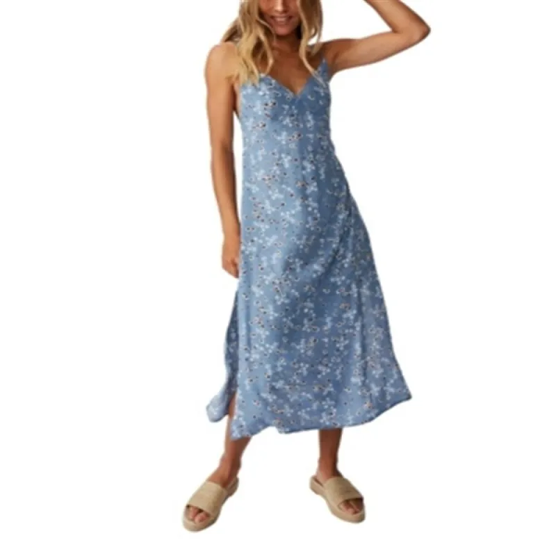 Cotton on Women's Woven Veronica V MIDI Slip Dress Blue Size Small sold by Zulily