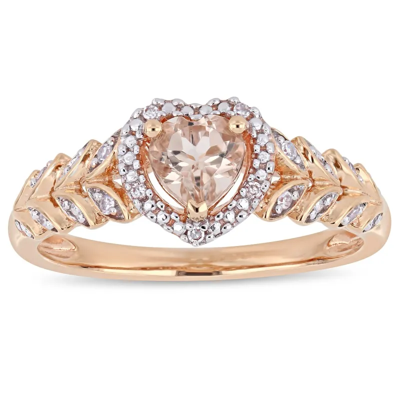 Miadora Signature Collection 10k Rose Gold Morganite and Diamond Accent Heart Halo Engagement Ring sold by Zulily