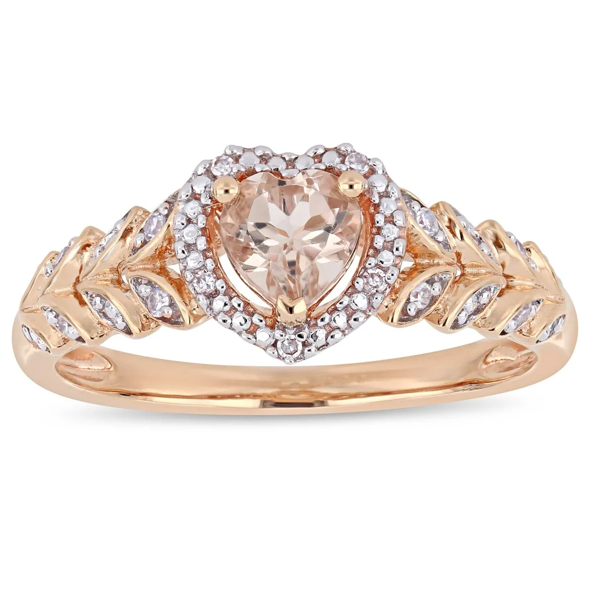 Miadora Signature Collection 10k Rose Gold Morganite and Diamond Accent Heart Halo Engagement Ring sold by Zulily