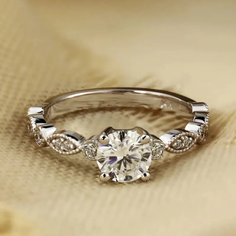 Auriya 14k Gold 1/2ct Vintage Round Moissanite Engagement Ring sold by Zulily