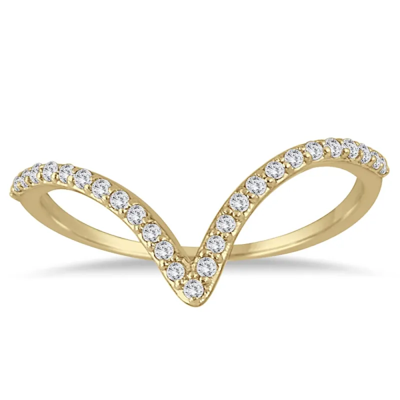 Marquee Jewels 1/8 Carat Diamond V Ring in 14K Yellow Gold sold by Zulily