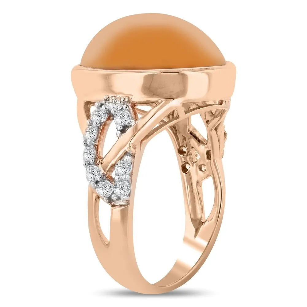 Auriya 14k Rose Gold 7 1/5ct Opal and 3/8ct TDW Diamond Ring sold by Zulily product image thumbnail 3