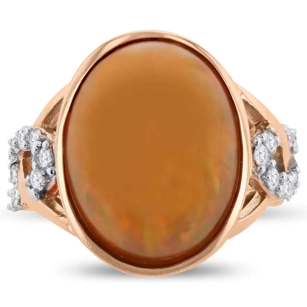 Auriya 14k Rose Gold 7 1/5ct Opal and 3/8ct TDW Diamond Ring sold by Zulily product image thumbnail 2