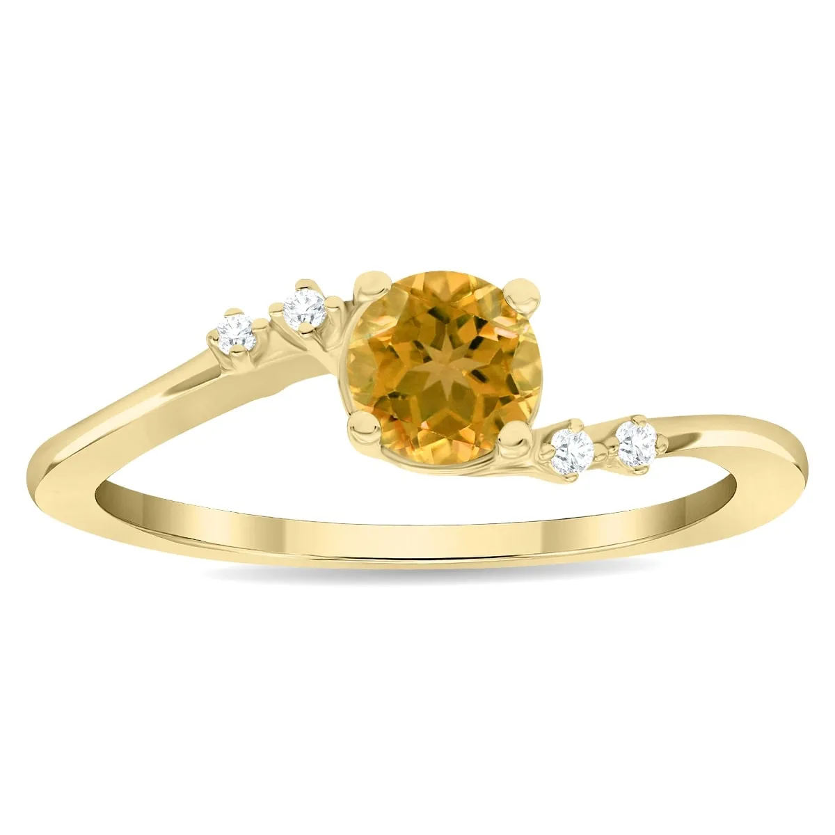 Women's Round Shaped Citrine and Diamond Tierra Ring in 10K Yellow Gold sold by Zulily