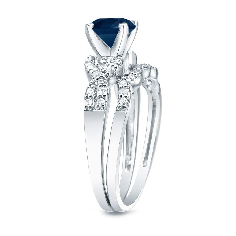 Auriya Platinum 3/5ct Blue Sapphire and 2/5ct TDW Braided Infinity Diamond Engagement Ring Set sold by Zulily product image thumbnail 2