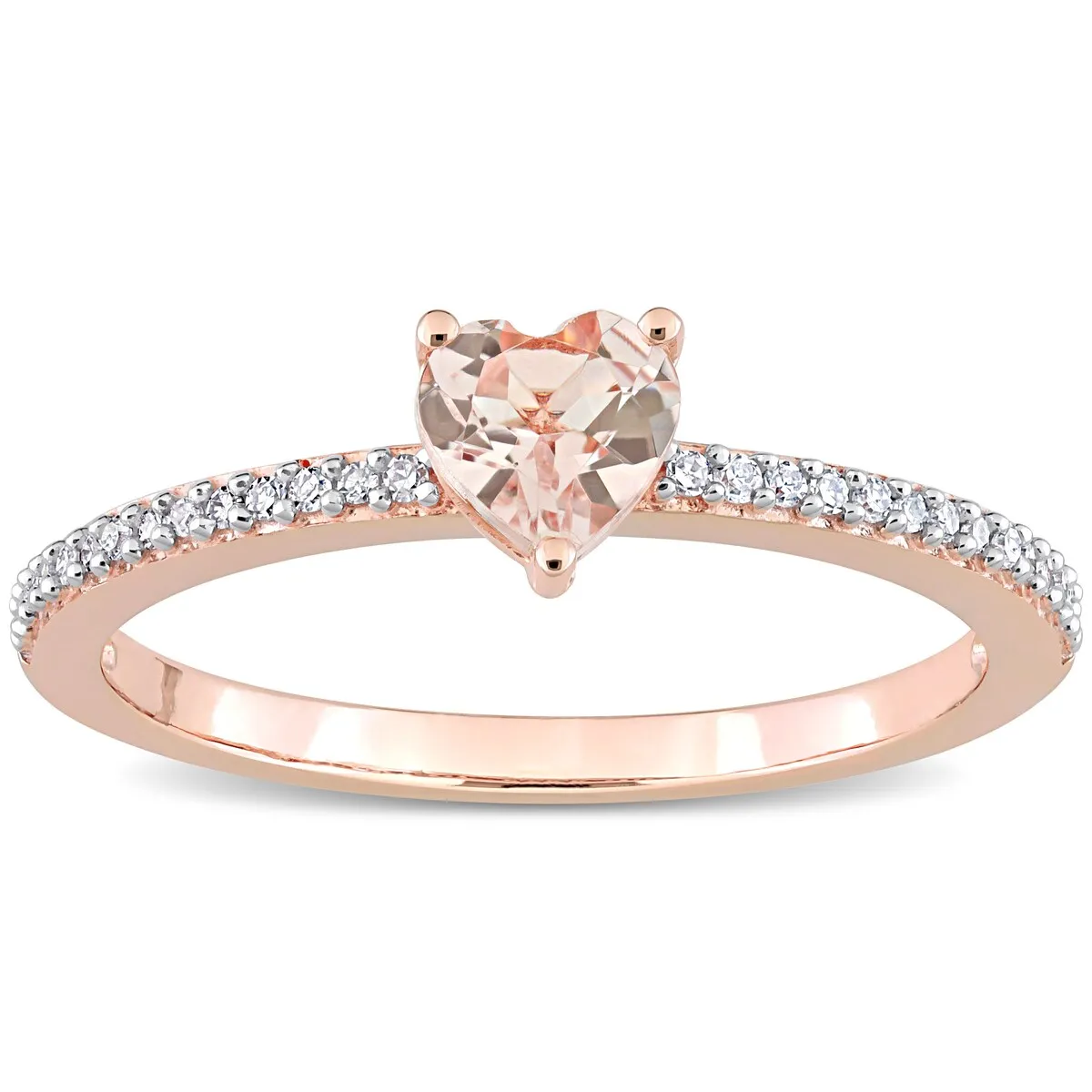 Miadora 10k Rose Gold Heart-cut Morganite and 1/10ct TDW Diamond Birthstone Ring sold by Zulily product image thumbnail 2