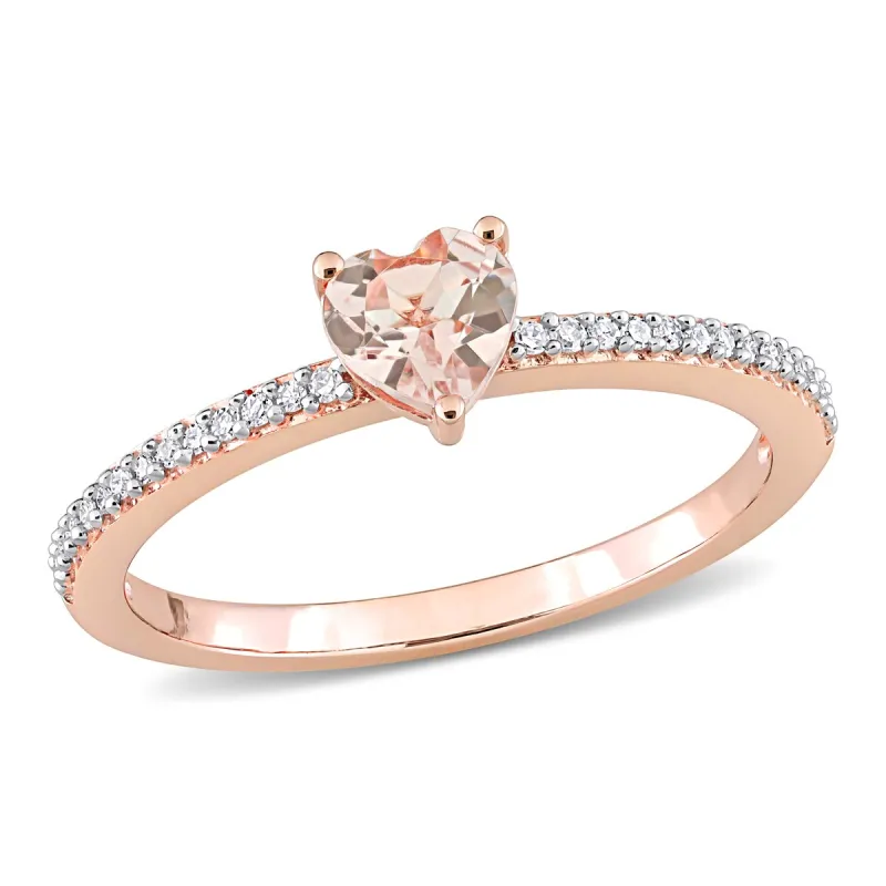 Miadora 10k Rose Gold Heart-cut Morganite and 1/10ct TDW Diamond Birthstone Ring sold by Zulily