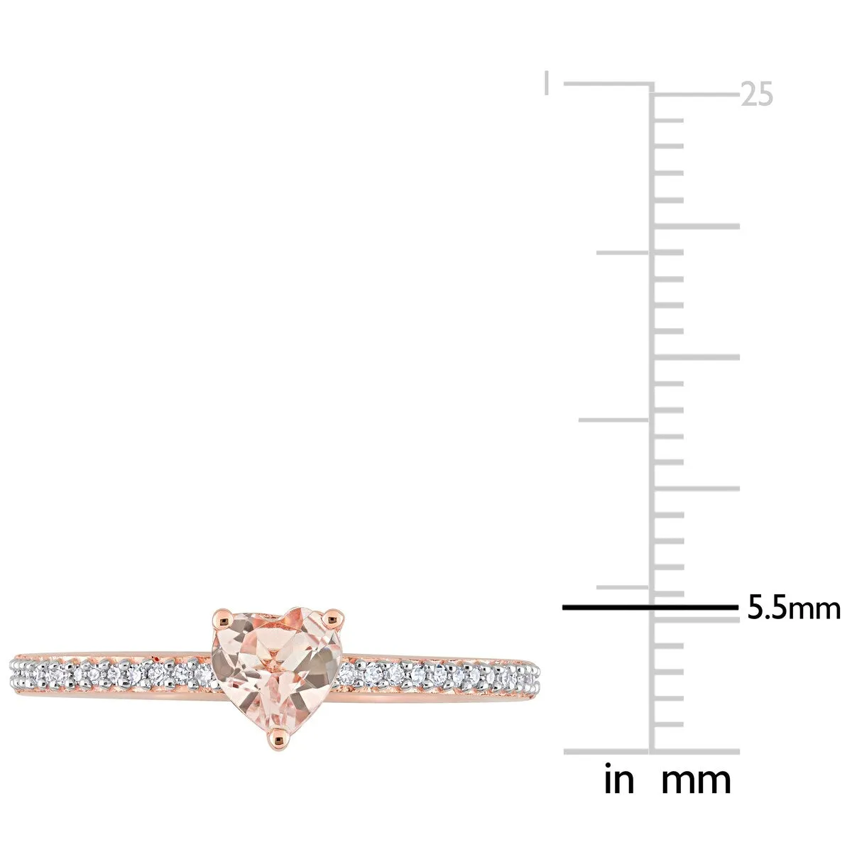Miadora 10k Rose Gold Heart-cut Morganite and 1/10ct TDW Diamond Birthstone Ring sold by Zulily product image thumbnail 5