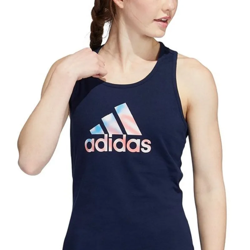 adidas Women's Cotton Logo Americana Tank Top Blue - XS sold by Zulily