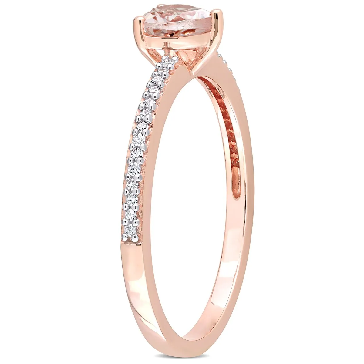 Miadora 10k Rose Gold Heart-cut Morganite and 1/10ct TDW Diamond Birthstone Ring sold by Zulily product image thumbnail 3